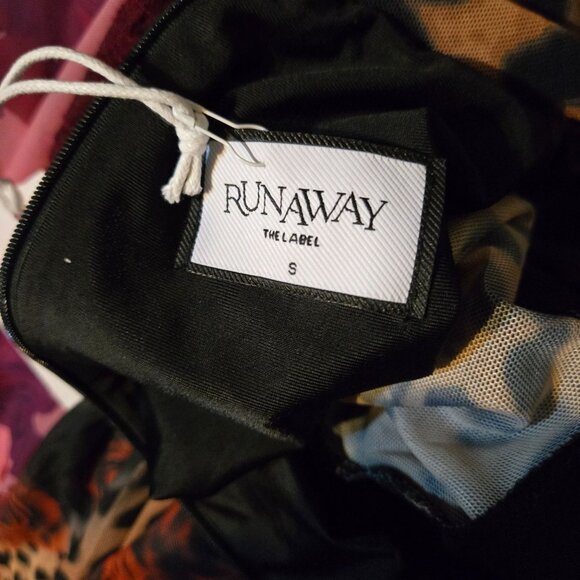 Runaway Women's‎ S Jordi Mini Dress Black Leopard Sheer Sleeves Mob Wife Wild - Picture 6 of 12